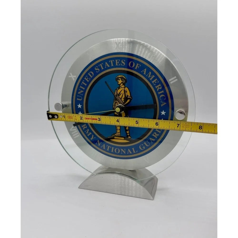MERIDIAN U.S ARMY National Guard TROPHY CLOCK RARE SOLID ALUMINUM DAIL & Base